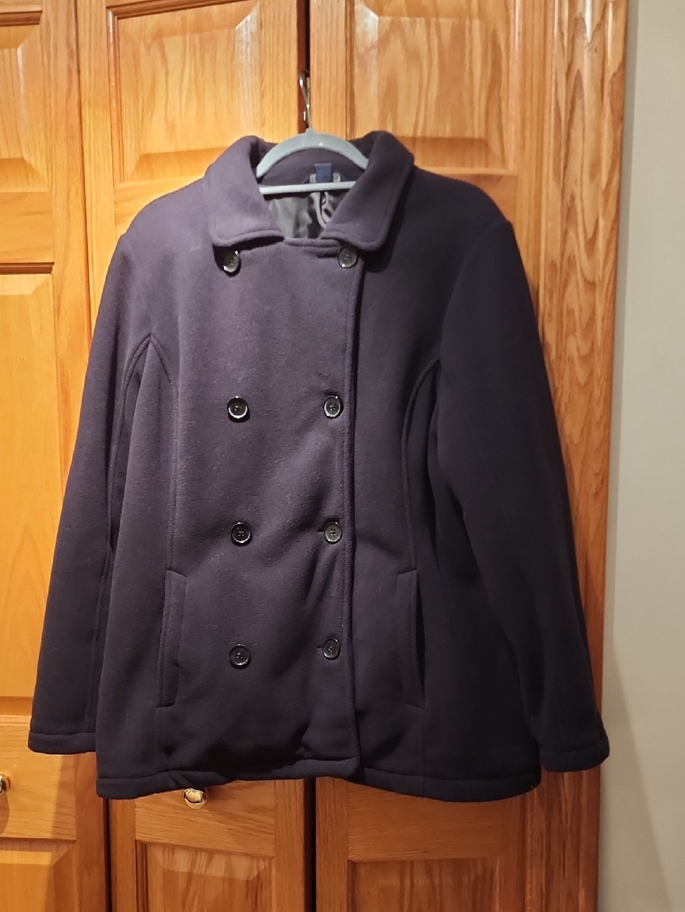 Women's Land's End Double-Breasted Black Peacoat